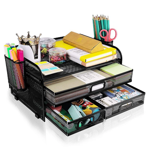Mesh desk organizer with drawers Mesh desk organizer with drawers